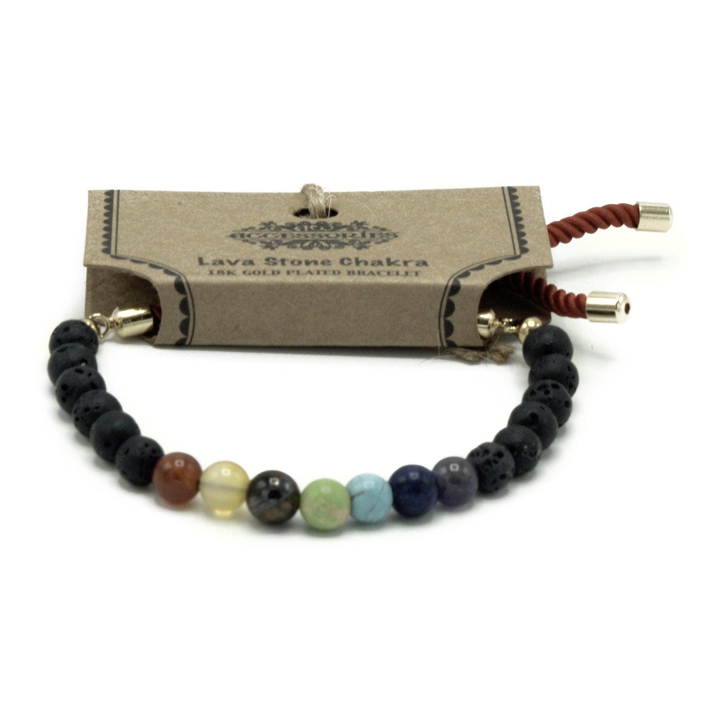 18K Gold Plated Real Gemstone  Bracelet - Lava Stone Chakra