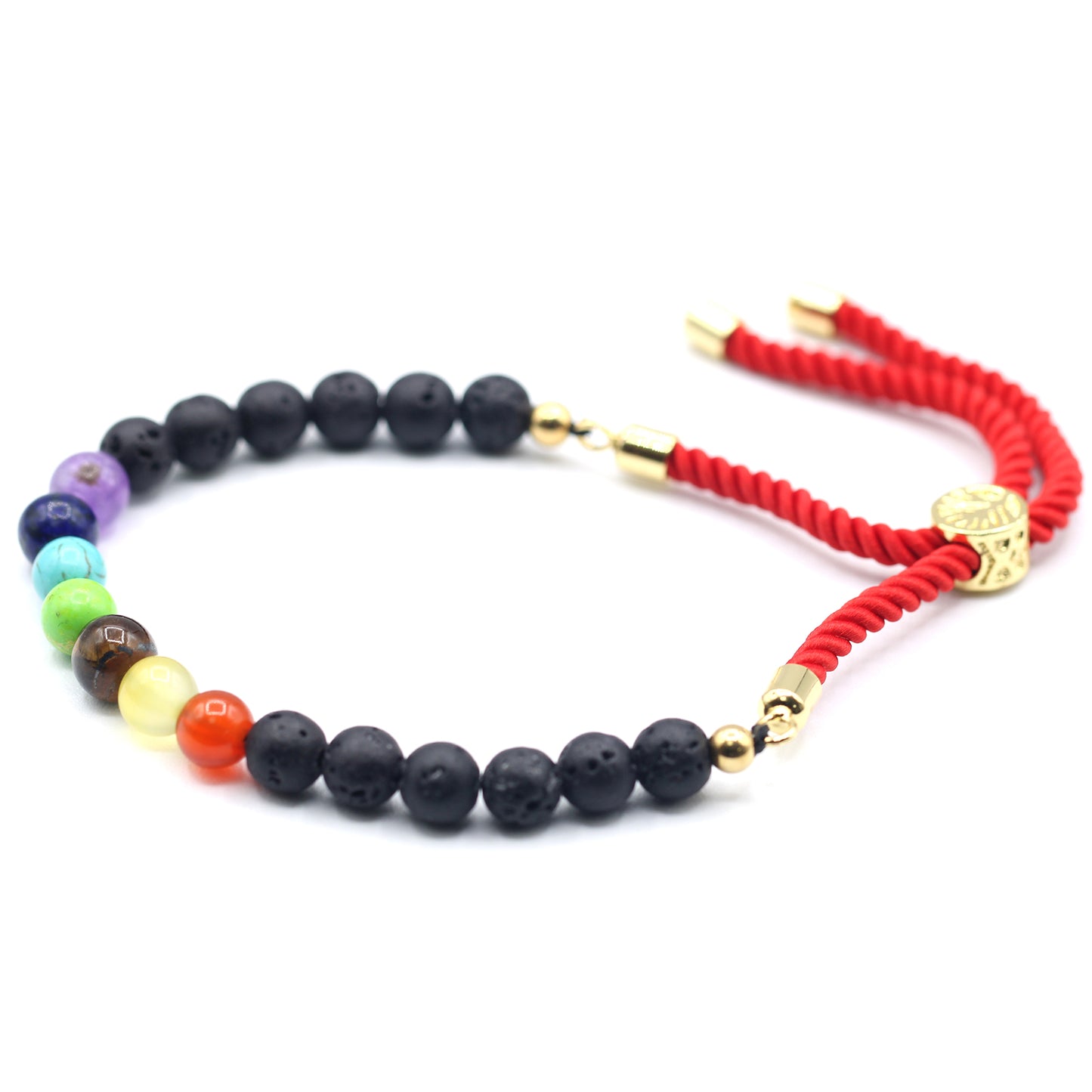 18K Gold Plated Real Gemstone  Bracelet - Lava Stone Chakra